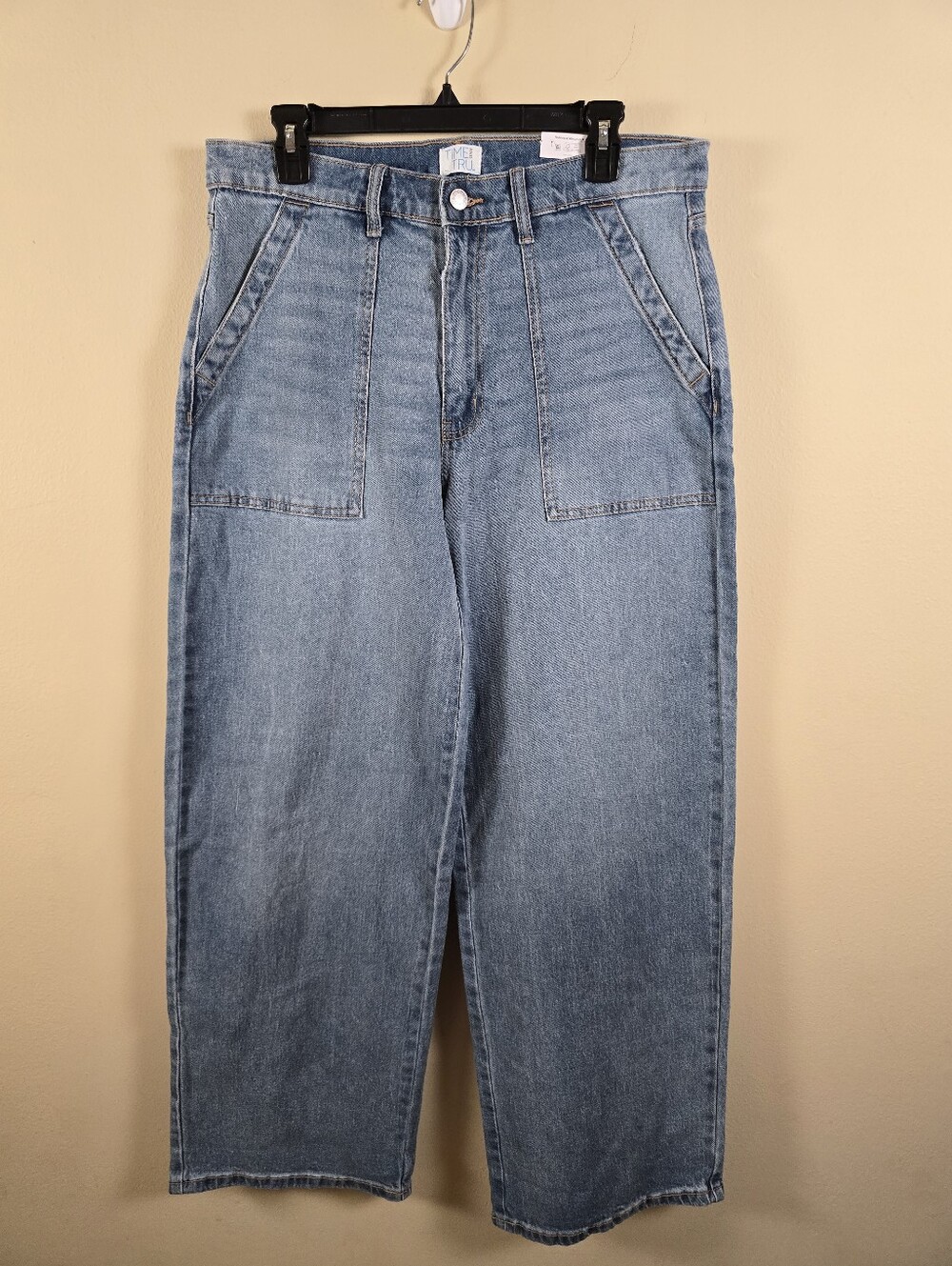 Time and Tru Women's Wide Leg Utility Trouser Jeans Medium Wash Size 12
